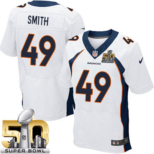 Men's Elite Dennis Smith Super Bowl L Nike Jersey White Road - #49 NFL Denver Broncos